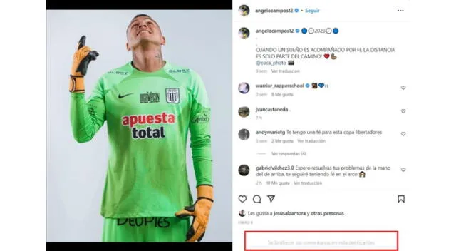  Ángelo Campos desactivó la opción de comentarios de su cuenta. Foto: captura/Instagram   