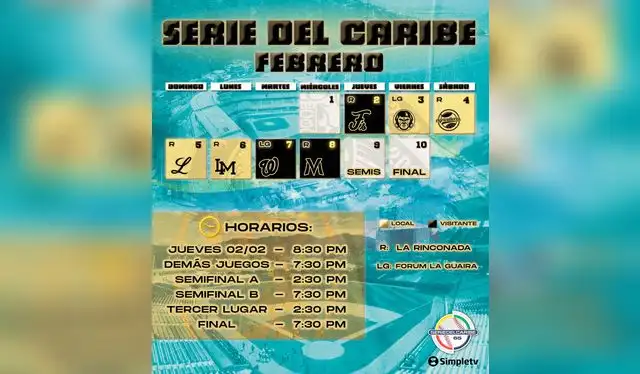 Así será el calendario para Leones del Caracas en la Serie del Caribe 2023. Foto: Twitter / leones_cbbc 