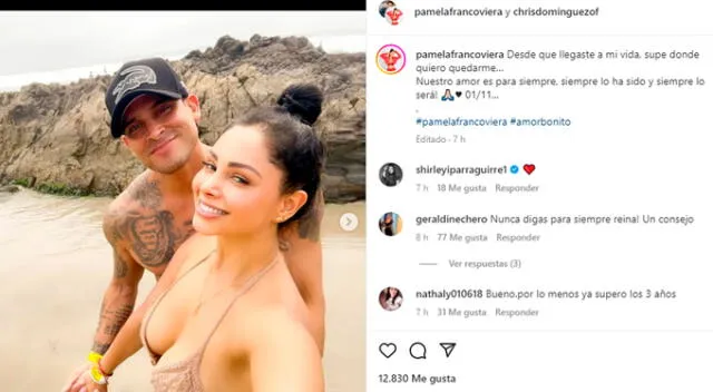 Pamela Franco grita su amor por Christian Domínguez. Foto: Instagram.   