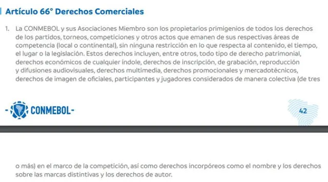  Postura de Conmebol respecto a los derechos comerciales de las competiciones. Foto: captura de Conmebol   
