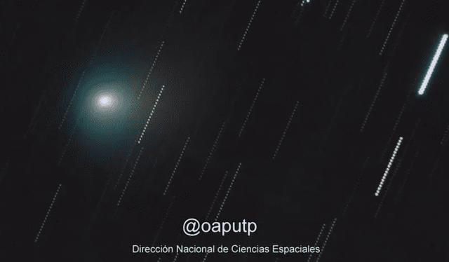 Imagen captura desde Penonomé del cometa C20/22 E3. Foto: Dirección Nacional de Ciencias Especiales de la UTP   