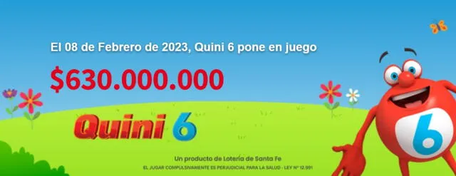 Sorteo Quini 6 del 8 de febrero tiene pozo vacante de 630 millones de pesos. Foto: Lotería de Santa Fe   