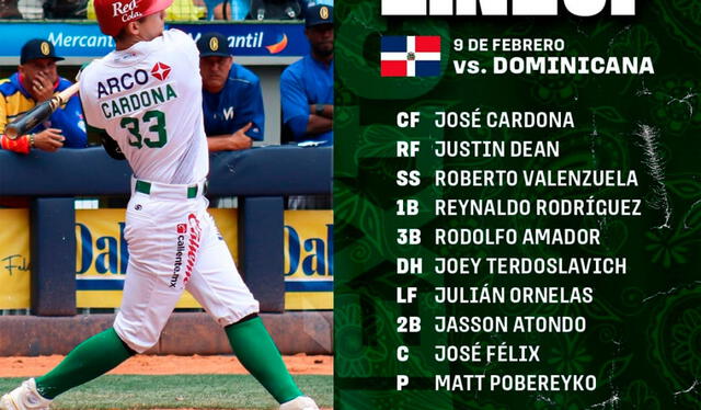  Lineup de México ante Dominicana por las semifinales de la Serie del Caribe 2023. Foto: Twitter/Liga_Arco   