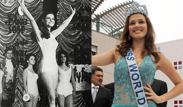María Julia Mantilla Mayer llegó al top 15 del Miss Universo 1969. María Julia Mantilla García ganó el Miss Mundo 2004. Foto: composición LR/De coronas y reinas/La República   