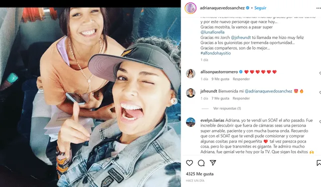 Adriana Quevedo ingresa a "Al fondo hay sitio". Foto: Instagram   