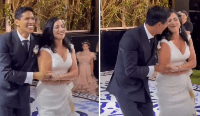 André Silva y Adriana Álvarez bailando en su boda. Foto: composición LR/Instagram   