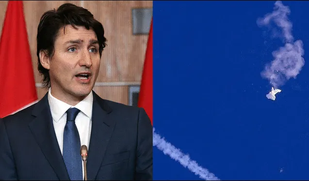 "Ordené el derribo de un objeto no identificado que violó el espacio aéreo canadiense", anunció el primer ministro canadiense, Justin Trudeau a través de Twitter. Foto: composición LR / AFP / Cadena 3    