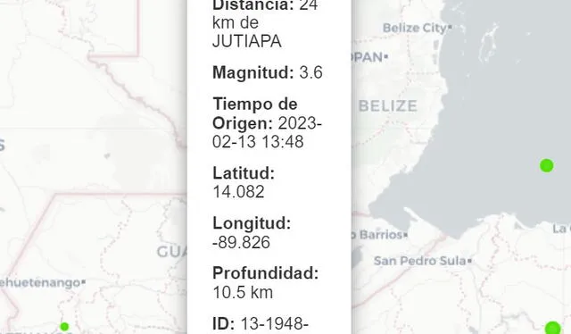  Último temblor registrado en Guatemala hoy, 13 de febrero. Foto: Insivumeh   