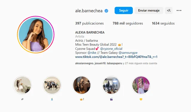 Alexia Barnechea. Foto: Instagram.   