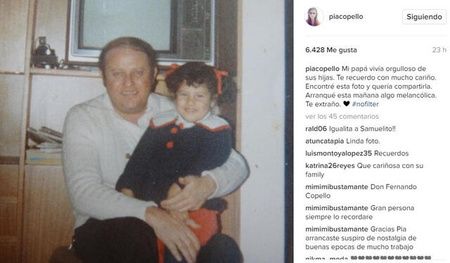 María Pía Copello recordó a su padre en emotiva publicación. Foto: captura/Instagram 