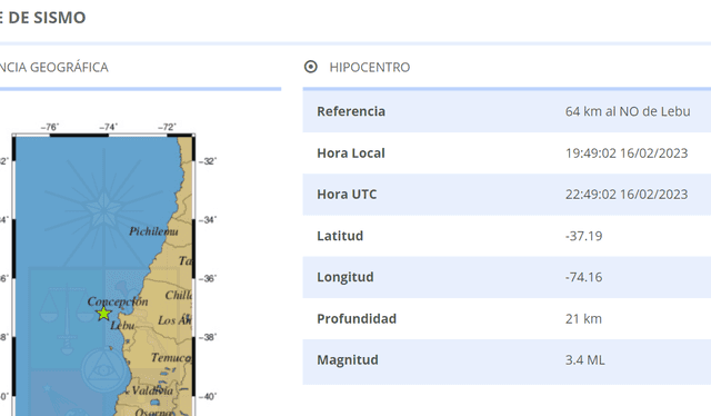  Sismo en Chile Hoy, 16 de febrero. Foto: CSN    