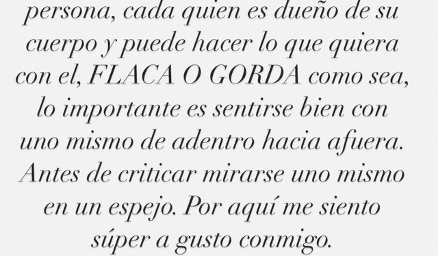 Alexandra Méndez pide que no opinen sobre su físico. Foto: Instagram   