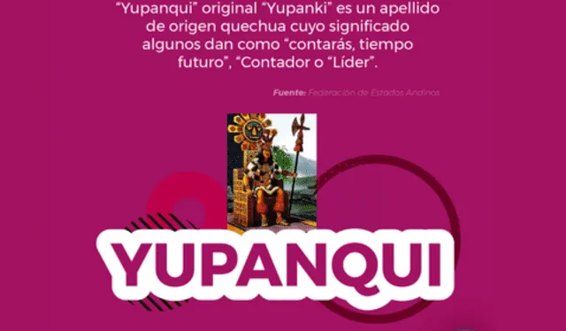 'Yupanqui' es de origen quechua y significa 'contador'. Foto: BuenasVibrasBolivia/Facebook   