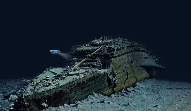 Estos son los restos del Titanic tras hundirse en el fondo del mar. Foto: Oceangate   