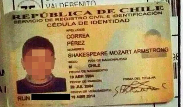 En 2013, el ciudadano chileno hizo noticia por su peculiar nombre. Foto: El mundo    