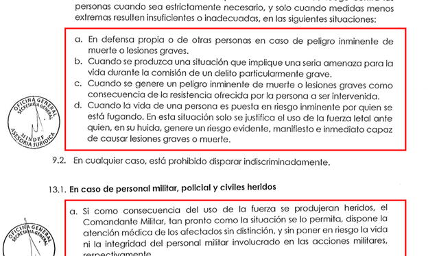  El decreto supremo de Boluarte aprueba que las FF. AA. no disparen indiscriminadamente.  