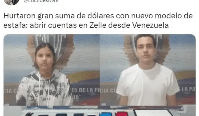  Los estafadores de falsas cuentas Zelle fueron detenidos en VenezuelaFoto: Twitter/Euclides RNV   