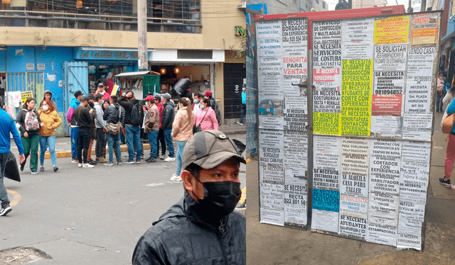 Puntos de reclutamiento de trabajadores en el jirón Gamarra. Foto: Abel Cárdenas   