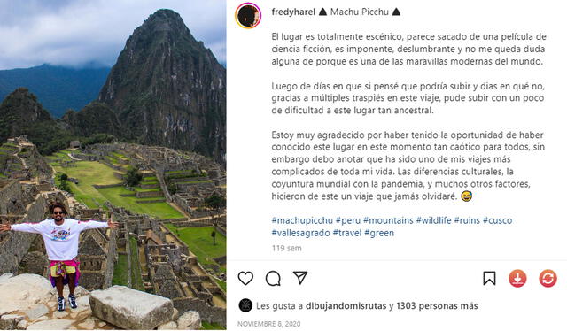  El vocalista de Bazurto All Star, Fredy Harel visitó Cuzco (Perú). Foto: Fredy Harel/Instagram<br><br>    