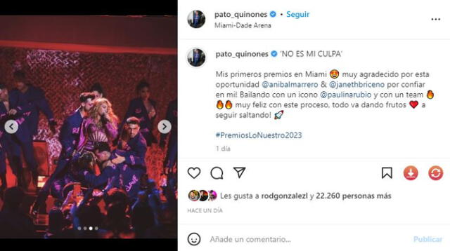  'Pato' Quiñones acompaña a Paulina Rubio. Foto: captura/Instagram    