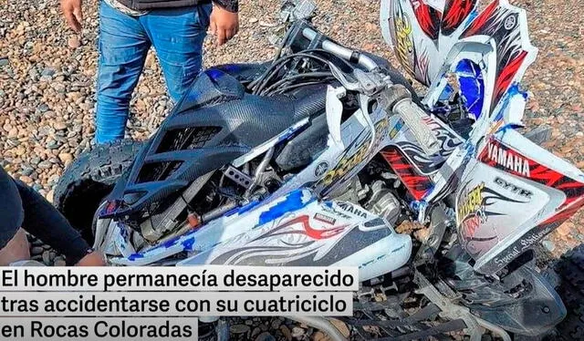  El hombre permanecía desaparecido tras accidentarse con su cuatriciclo en Rocas coloradas. Foto: captura/Clarín<br><br>    