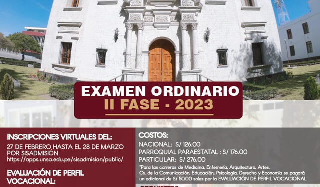 Examen ordinario UNSA 2023. Foto: UNSA   