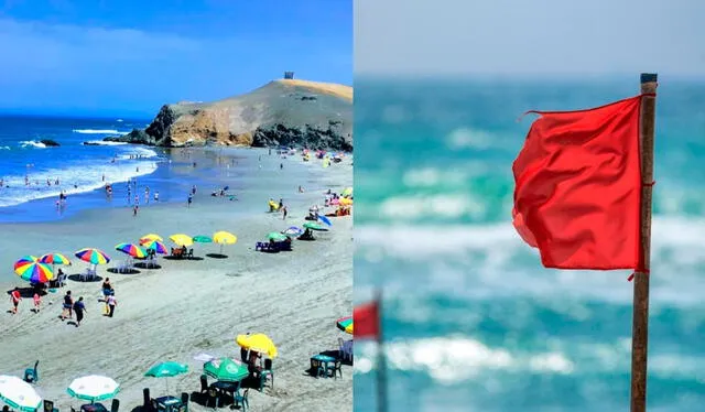 La bandera roja en la playa indica un nivel alto de reisgo. Foto: composición LR/Yo me cuido/difusión   
