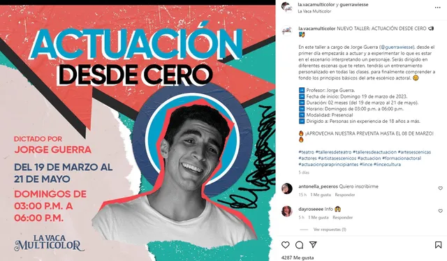 Jorge Guerra anuncia su nuevo proyecto profesional. Foto: Instagram/Jorge Guerra   