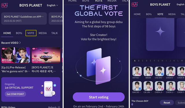  "Boys planet", cómo votar en la app. Foto: Mnet    