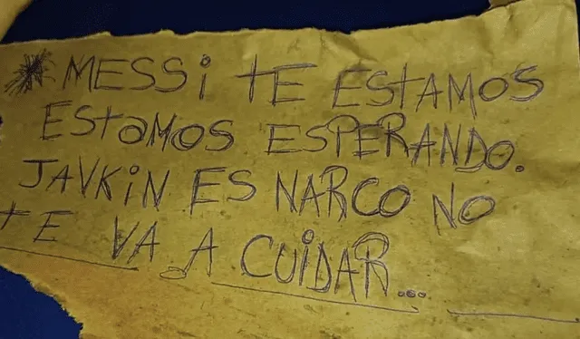 Mensaje de amenaza a Lionel Messi. Foto: TN Argentina   