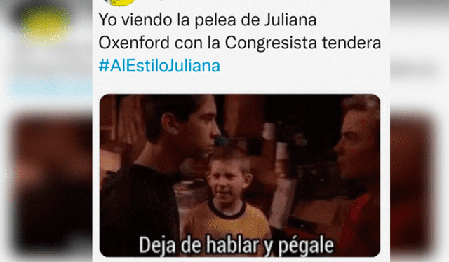  Los memes se viralizaron rápidamente después de la tensa entrevista de la congresista Ramírez y la periodista Juliana Oxenford. Foto: composición de LR/Twitter  