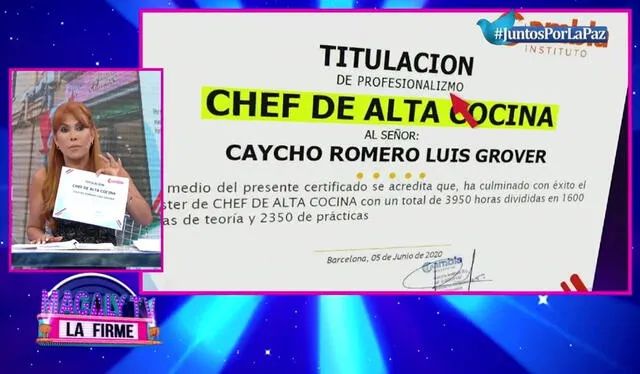  Luisito Caycho presentó certificado con falta ortográfica. Foto: captura de ATV<br><br>    