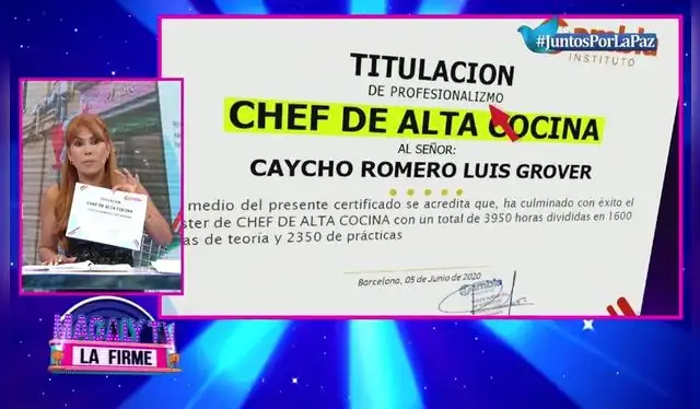  Luisito Caycho presentó certificado con falta ortográfica. Foto: captura de ATV<br><br>    