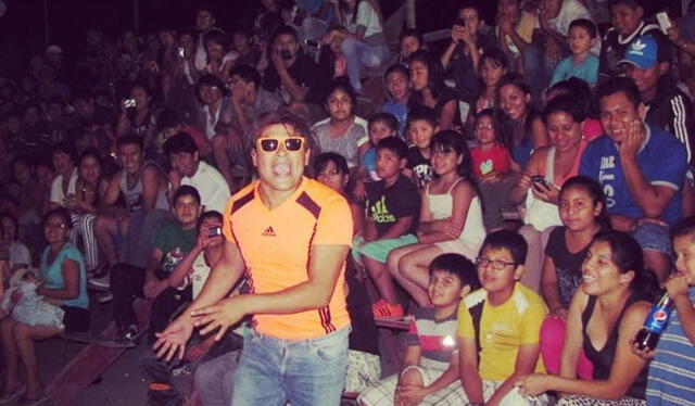 <strong>El "Chino Risas" haciendo reír al público durante sus shows. Foto: Instagram "El Chino Risas"</strong>   