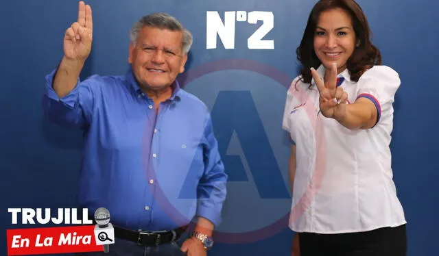 Magaly Ruiz y César Acuña durante la última campaña presidencial. Foto. Trujillo en La Mira.   
