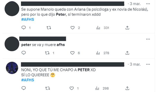 Fans de "AFHS" reaccionando a la posible salida de Peter. Foto: Twitter   