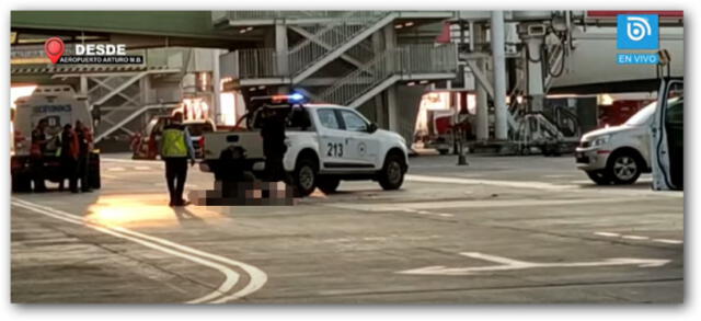  Uno de los asaltantes fue abatido en el aeropuerto de Santiago. Foto: BioBio Chile   