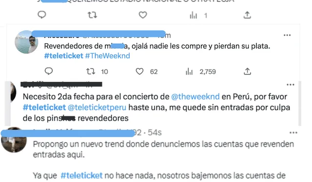 Fans enfadados con Teleticket. Foto: Twitter   