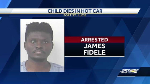 James Fidele ha sido detenido por la muerte de su hijo de 2 años. Foto: WPBF   