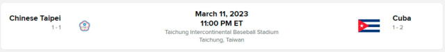 China Taipei vs. Cuba juegan este sábado 11 de marzo por la última fecha del grupo A. Foto: MLB   