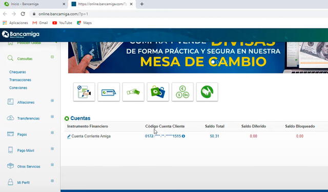 A través de Bancamiga en línea también es posible usar el servicio de pago móvil. Foto: captura de MK PINK / YouTube   