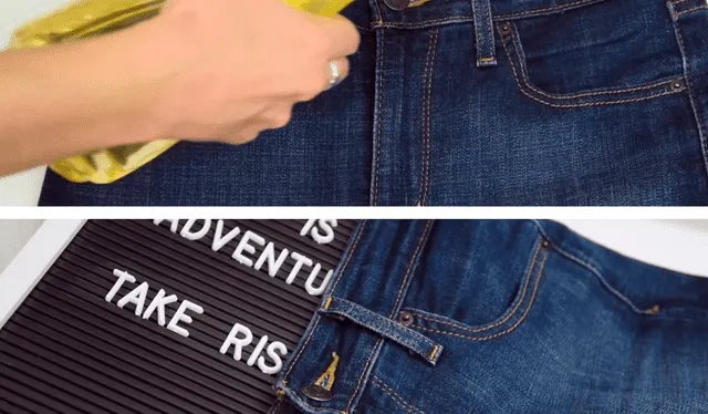 Con un poco de agua caliente podrás estirar la cintura de tus jeans. Foto: captura de Youtube/Jess Carter   