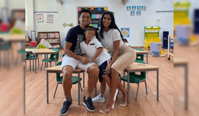  Melissa Paredes y Rodrigo Cuba acompañan a su hija al primer día de clases. Foto: @melissaparedes/Instagram<br><br>  