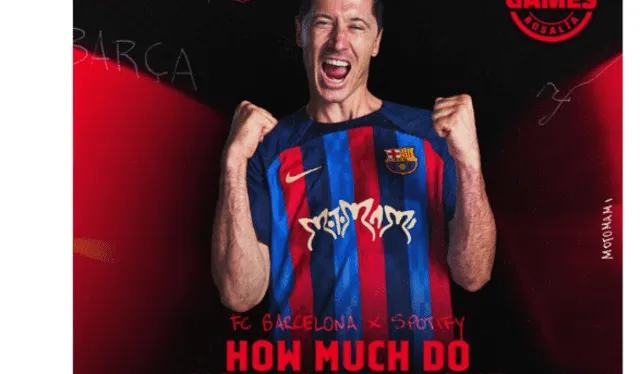 Robert Lewandowski con la camiseta "Motomami" del FC Barcelona y Rosalía. Foto: FC Barcelona/Instagram   