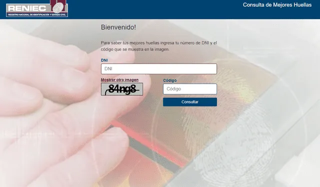 En este portal podrás verificar cuáles son tus mejores huellas. Foto: Reniec   