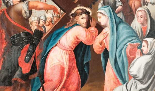 Cuarta estación: Jesús se encuentra con su madre. Foto: Duomo di S. Biaggio   