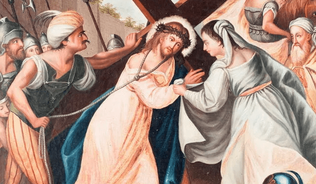 Sexta estación: La Verónica enjuga el rostro de Jesús. Foto: Duomo di S. Biaggio   