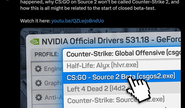 El hallazgo del usuario gabefollower en los drivers de NVIDIA. Foto: Twitter/gabefollower   