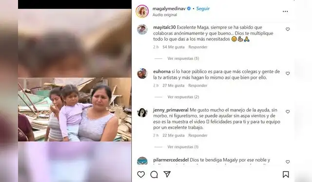 Magaly Medina compartió en su perfil la ayuda a damnificados de Jicamarca. Foto: Instagram    