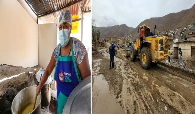 En los distritos de Chosica, Cieneguilla, Comas y otros, las ollas comunes han sufrido la pérdida de utensilios debido a las inundaciones y huaicos. Foto: Composición Lr/Municipalidad de Lima/Defensoría del Pueblo   